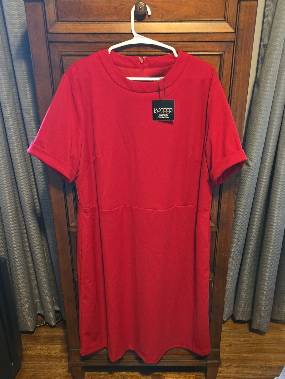 Kasper Bright Red Short Sleeve Crewneck Dress